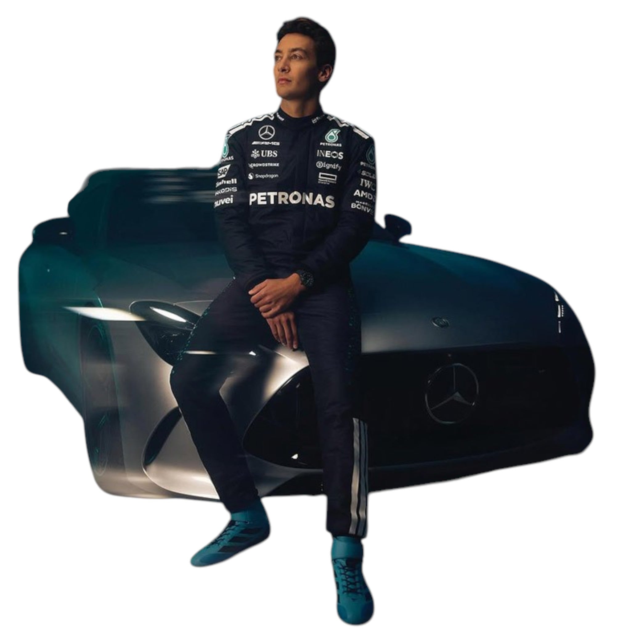 George Russel 2025 Mercedes AMG Petronas F1 Race Suit - view 2 | NOVAPULSE RACEWEAR
