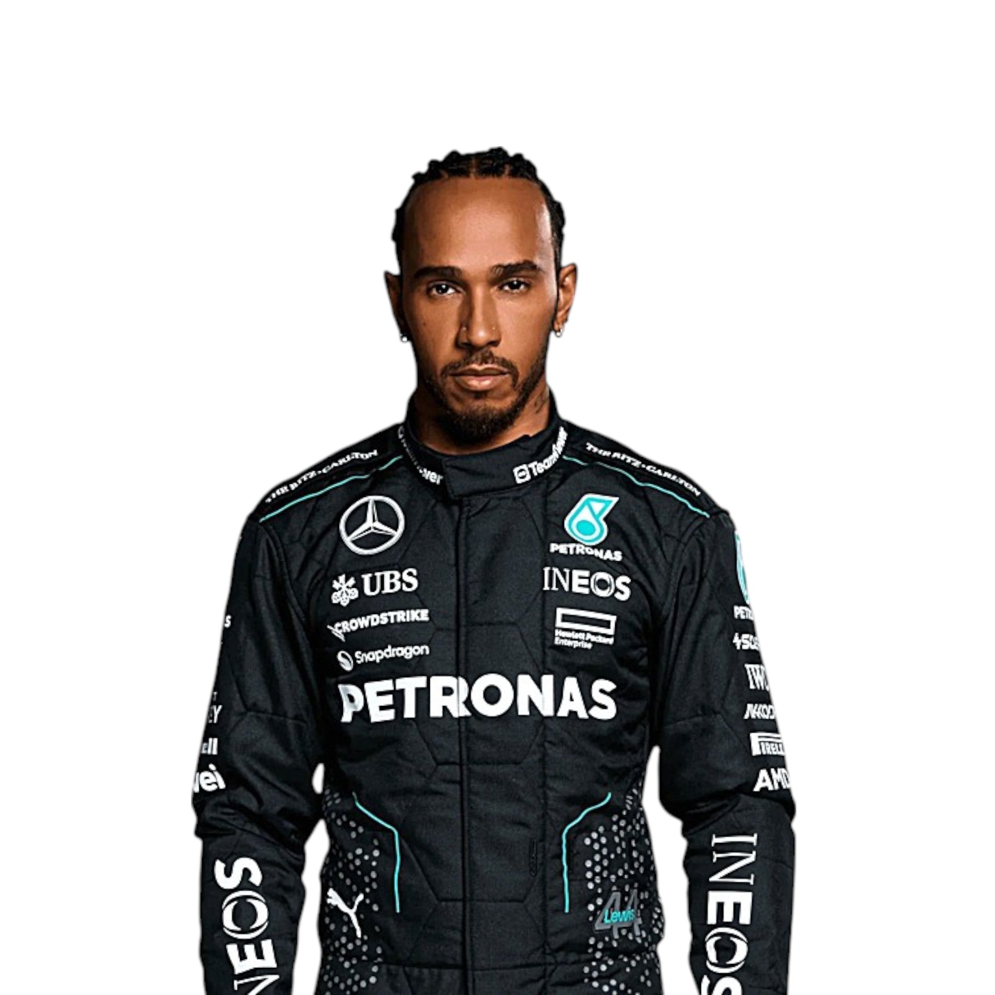 Lewis Hamilton 2024 Mercedes AMG Petronas F1 Race Suit - view 2 | NOVAPULSE RACEWEAR